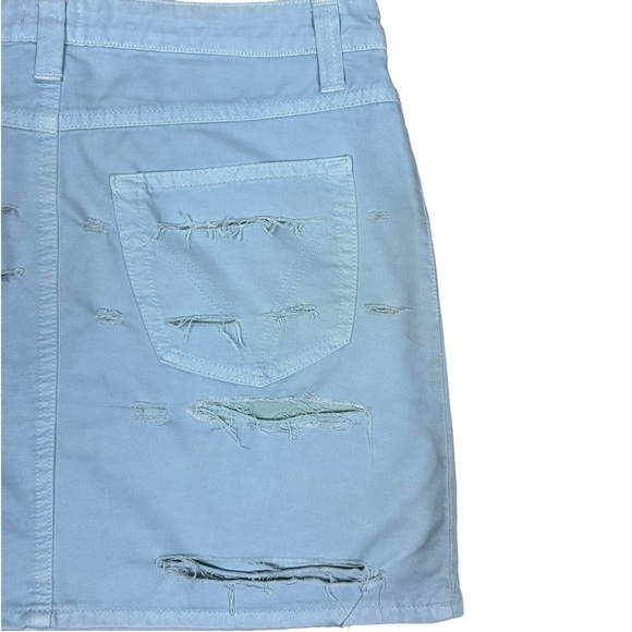 Dolce & Gabbana Denim A-Line Mini Skirt - Distressed - Light Blue - US 6 W28 IT4 - Picture 7 of 16